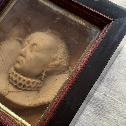 19th-century Queen Elizabeth I Wax Portrait Shadow Box