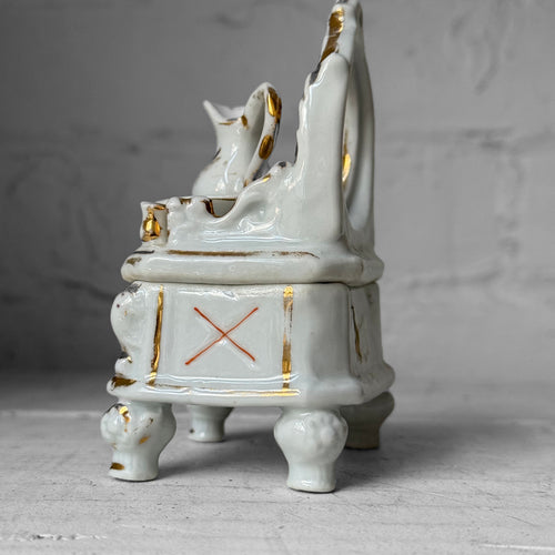 Antique German Porcelain Fairing Trinket Box (#12)