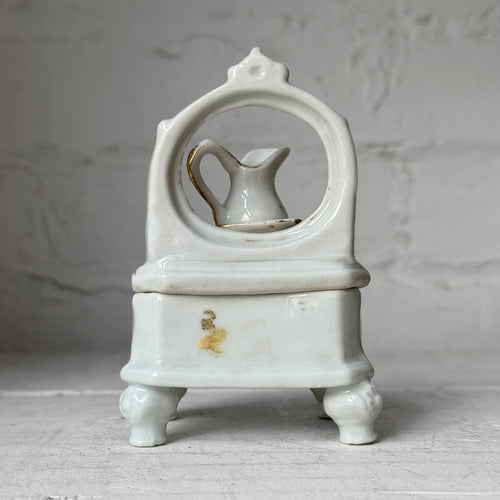 Antique German Porcelain Fairing Trinket Box (#12)