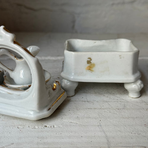 Antique German Porcelain Fairing Trinket Box (#12)