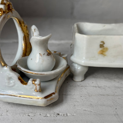 Antique German Porcelain Fairing Trinket Box (#12)