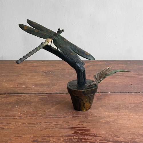 Black Forest Carved Dragon Fly on Clay Pot (9-01)