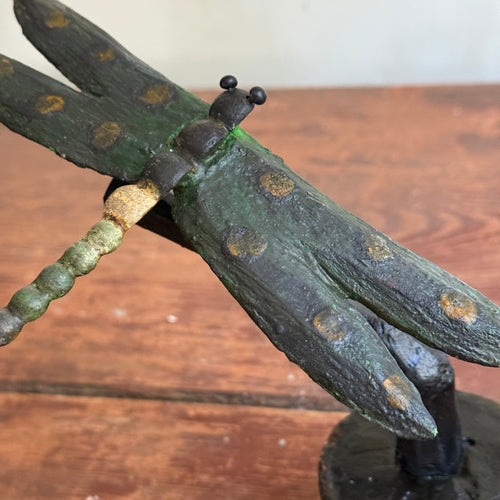 Black Forest Carved Dragon Fly on Clay Pot (9-01)