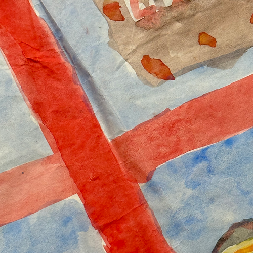 Double-Sided Late 19th-century Naïve Watercolor Illustration by Caroline Thompson