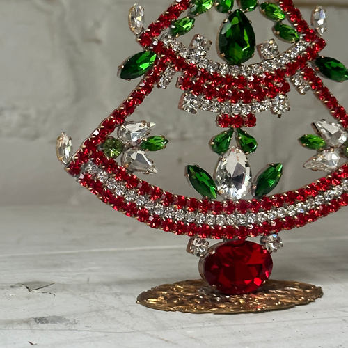 Crystal Jeweled Tree in Red & Green
