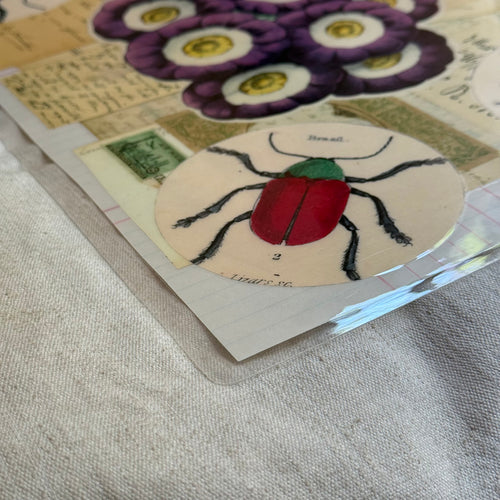 One-of-a-Kind Collaged Beetle Mat (#1)