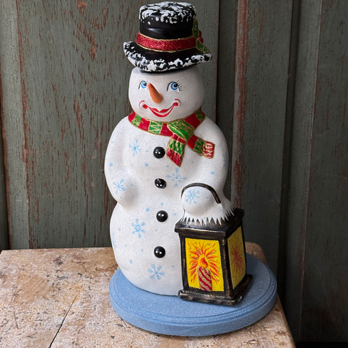 XL Papier-Mâché Snowman with Lantern