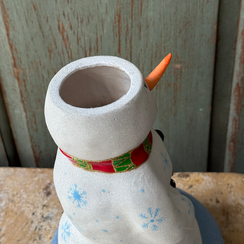 XL Papier-Mâché Snowman with Lantern