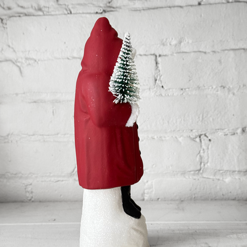 Papier-Mâché Red Santa with Glitter Beard