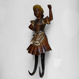 Early 20th-century Carved Alpine Hunter Decorative Coat Hook (#8)