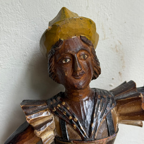 Early 20th-century Carved Alpine Hunter Decorative Coat Hook (#8)