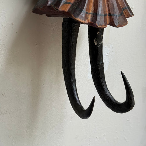 Early 20th-century Carved Alpine Hunter Decorative Coat Hook (#8)