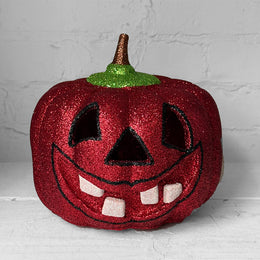 Ino Schaller Glitter Jack-O'-Lantern Pumpkin in Red