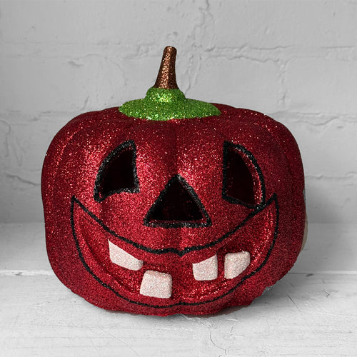 Ino Schaller Glitter Jack-O'-Lantern Pumpkin in Red