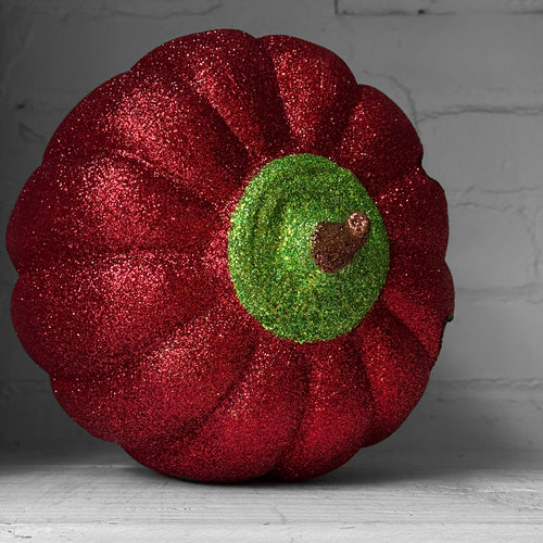 Ino Schaller Glitter Jack-O'-Lantern Pumpkin in Red