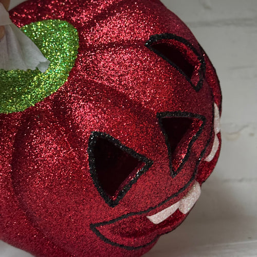 Ino Schaller Glitter Jack-O'-Lantern Pumpkin in Red