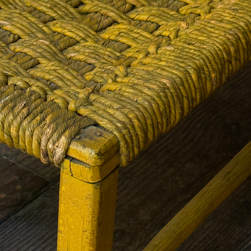 Mid 20th-century Painted Rush Bench