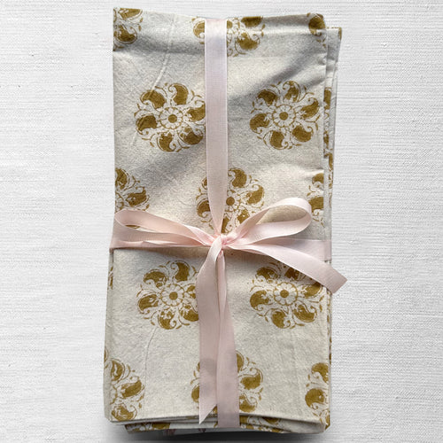 Les Indiennes Marie Rose Napkin Set in Gold