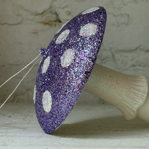 Lavender Glitter Mushroom Ornament