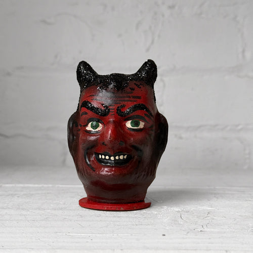 Papier-Mâché Devil Head Candy Box with Glitter