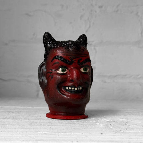 Papier-Mâché Devil Head Candy Box with Glitter