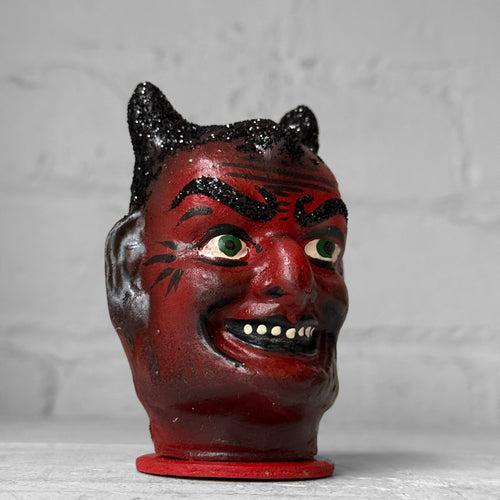 Papier-Mâché Devil Head Candy Box with Glitter
