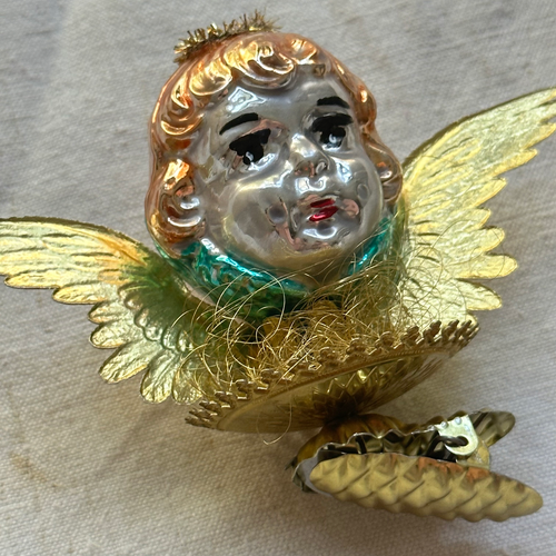 Nostalgic Clip-on Gold Angel with Paper Wings Ornament