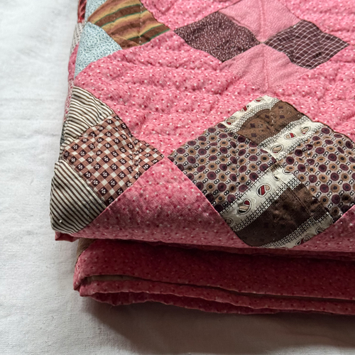 19th-century American Hand-Stitched Quilt #2