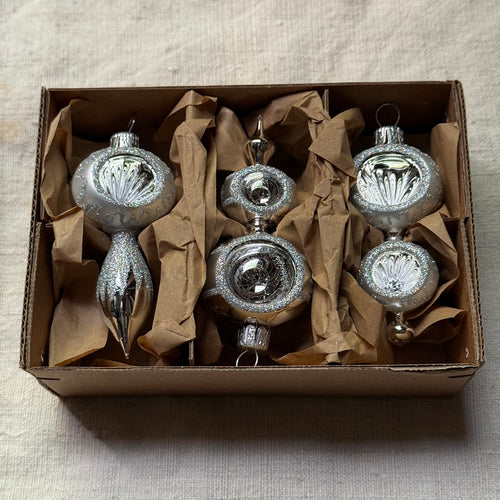 Set of 3 Small Free-blown Ornaments with Reflectors