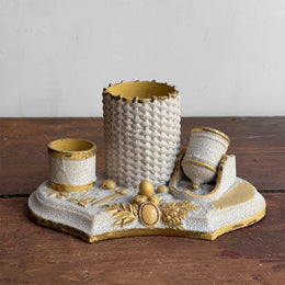 19th-century German Yelloware Smoking Stand (#1)