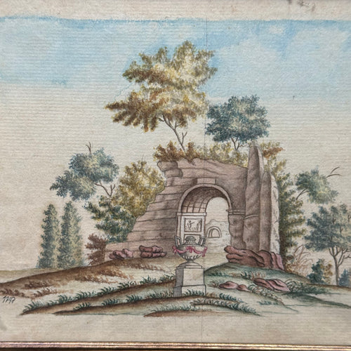 18th-century Framed Watercolor