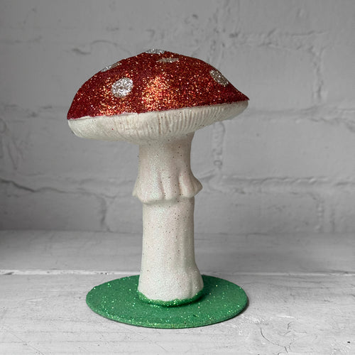Single Glitter Mushroom in Copper Gold with White Dots