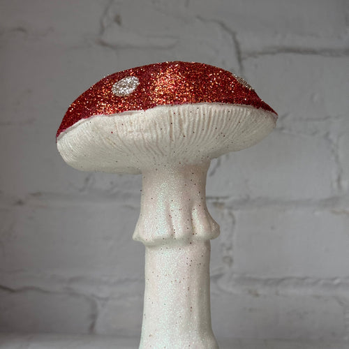 Single Glitter Mushroom in Copper Gold with White Dots