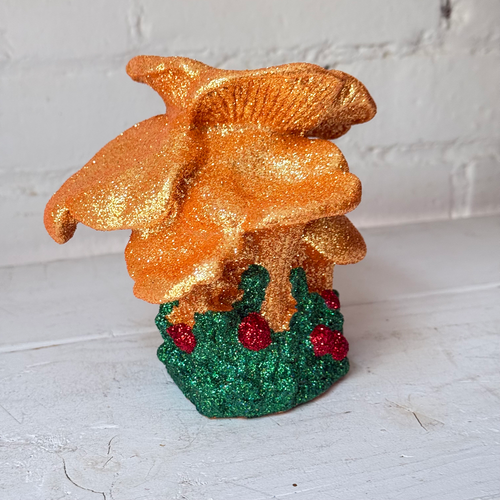 Small Chanterelle Gold Yellow Glitter Mushroom