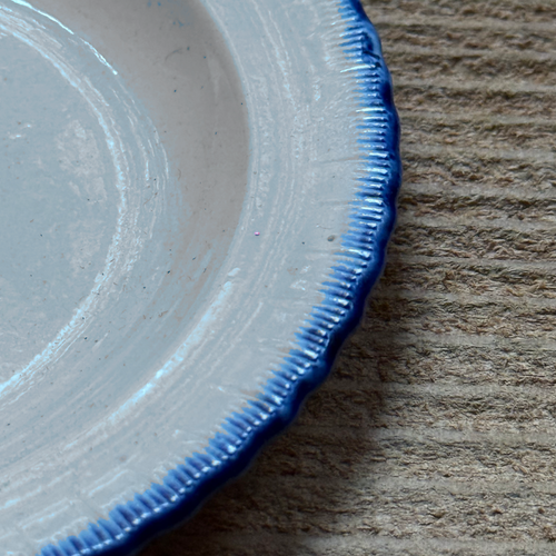 19th-century Blue Feather Edge Small Ironstone Dish (A)