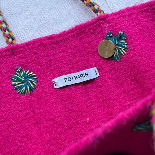 PO! Paris Nathalie Lete Woven & Knotted "Les Petites Fleur" Tote Bag in Rose
