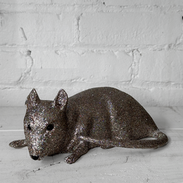 Larger Golden Gunmetal Glitter Rat
