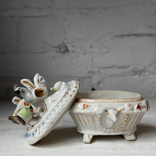 Antique German Porcelain Fairing Trinket Box (#01)