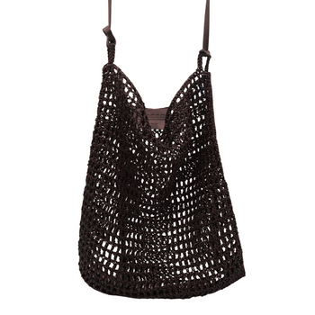 Leather Dragon Diffusion Knit Hobo Toe Bag in  Dark Brown