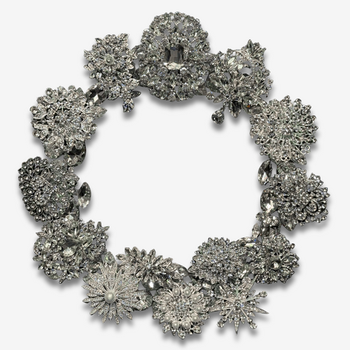 Large Crystal Glass Silver Wreath