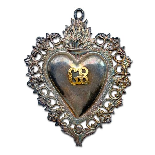 19th-century Italian Ex-Voto Sacred Silver Heart (No. 101)