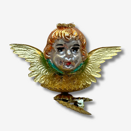 Nostalgic Clip-on Gold Angel with Paper Wings Ornament