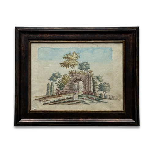 18th-century Framed Watercolor