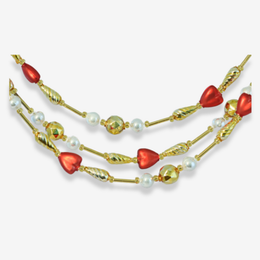 Red Beaded Garland with Red Hearts