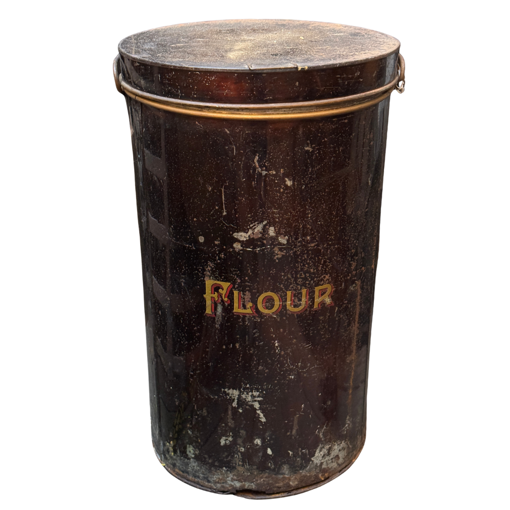 19th-century American Flour Tin Container
