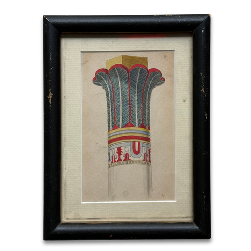 Early 20th-century Framed Egyptian Column Capital Print Pair