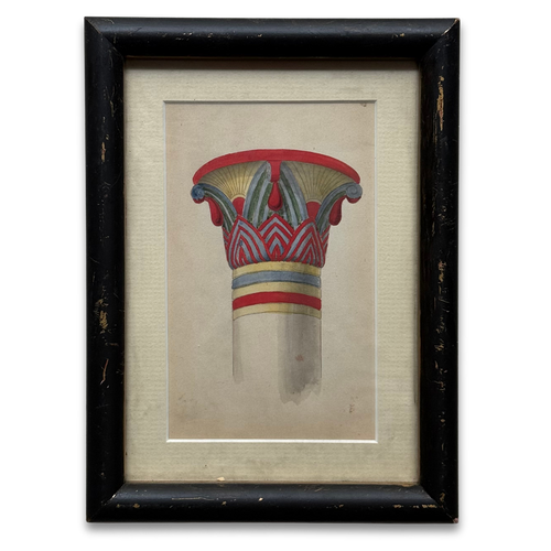 Early 20th-century Framed Egyptian Column Capital Print Pair
