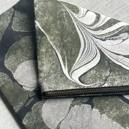 Hand Marbled One of a Kind Zipper Pouch (#201)