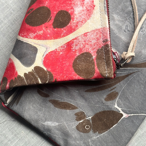 Hand Marbled One of a Kind Zipper Pouch (#202)