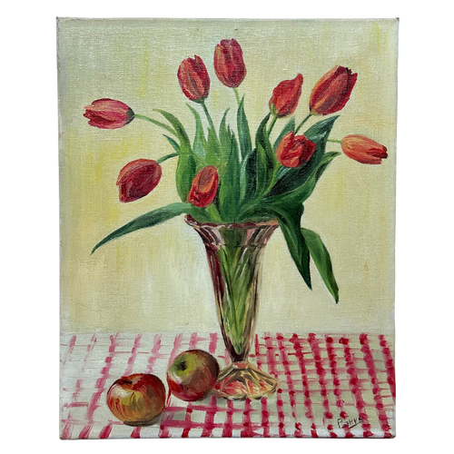 Mid 20th Century Dutch Tulip Floral Still Life Painting
